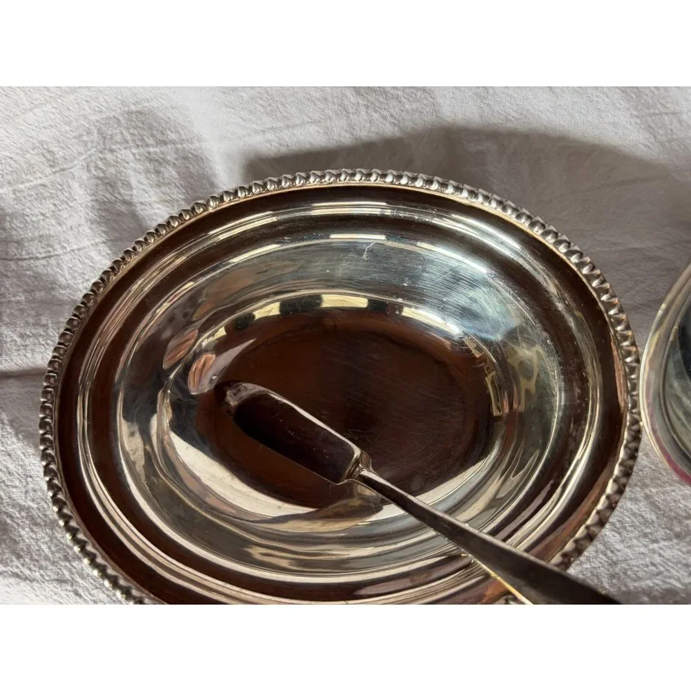Bombay Silverplated Jam Butter Serving Dish with Jam/Butter Knife  Made in India
